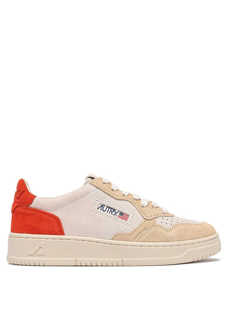 AUTRY - Basket Medalist Low Tricolor suede Sand/Fire