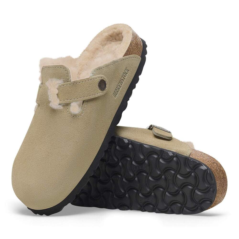 Birkenstock - Boston en fourrure d'agneau Taupe