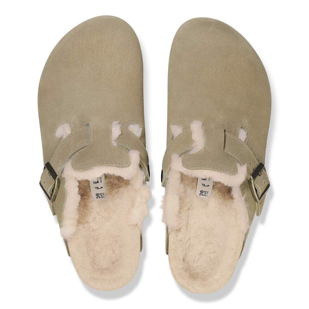 Birkenstock - Boston en fourrure d'agneau Taupe