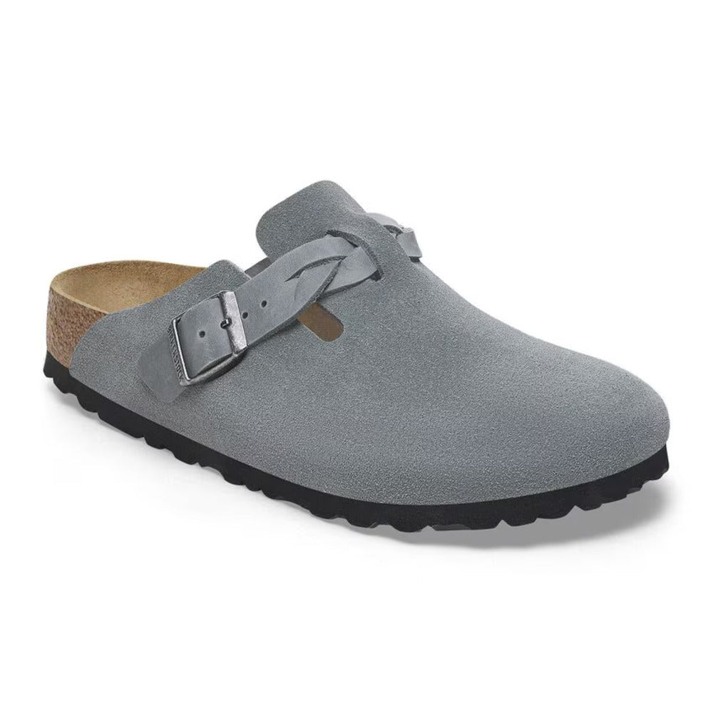 BIRKENSTOCK - Boston Braided Suede Basalt Gray