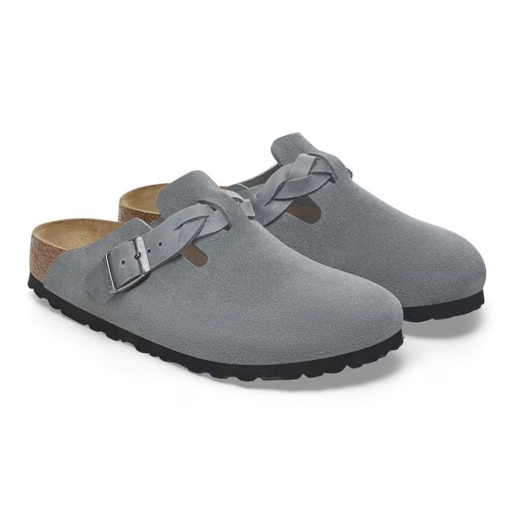 BIRKENSTOCK - Boston Braided Suede Basalt Gray
