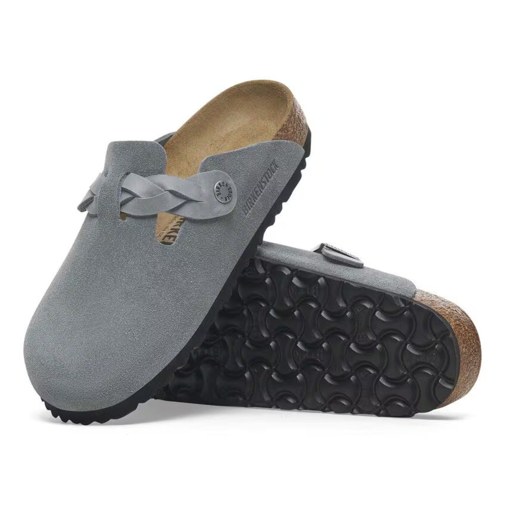 BIRKENSTOCK - Boston Braided Suede Basalt Gray