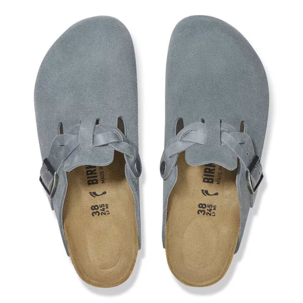 BIRKENSTOCK - Boston Braided Suede Basalt Gray