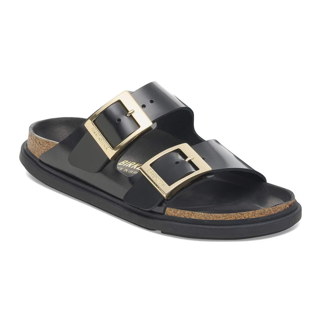 BIRKENSTOCK - Arizona Droplet Buckle Cuir Naturel Vernis Shine Black