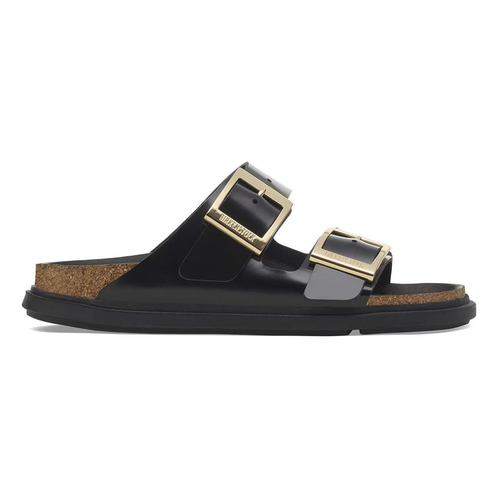 BIRKENSTOCK - Arizona Droplet Buckle Cuir Naturel Vernis Shine Black