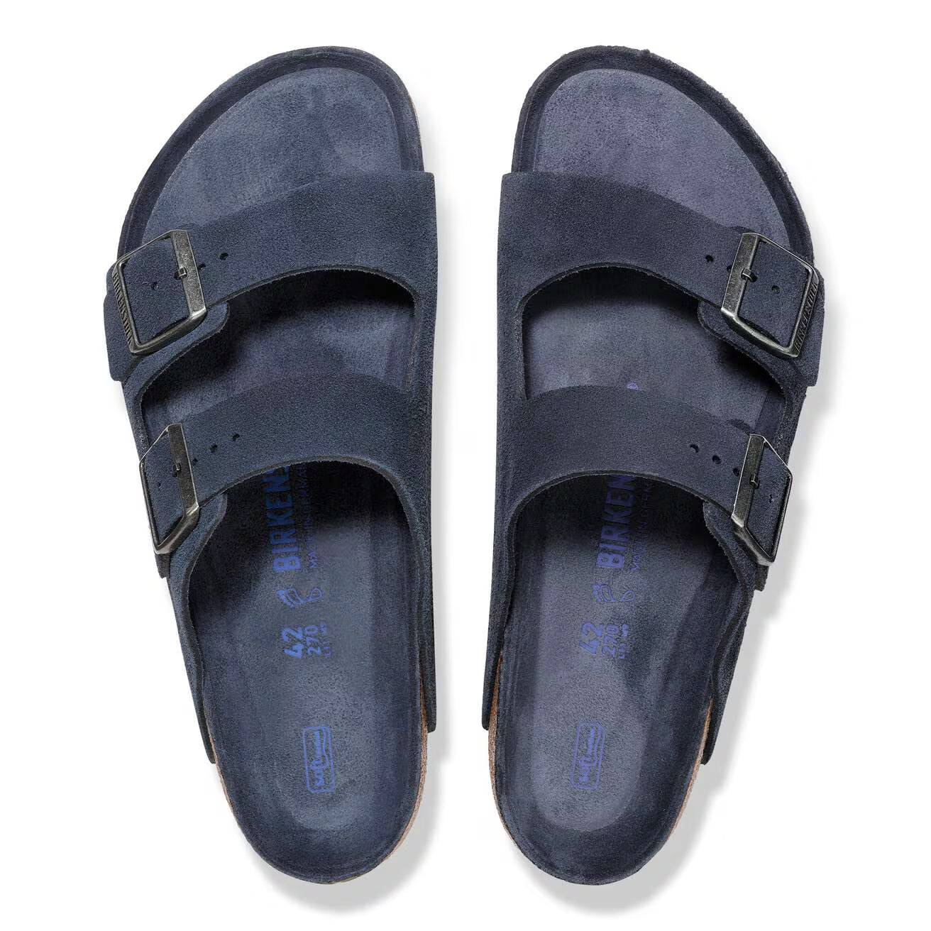 Birkenstock - Arizona lit de pied souple Suède New Navy Tonal
