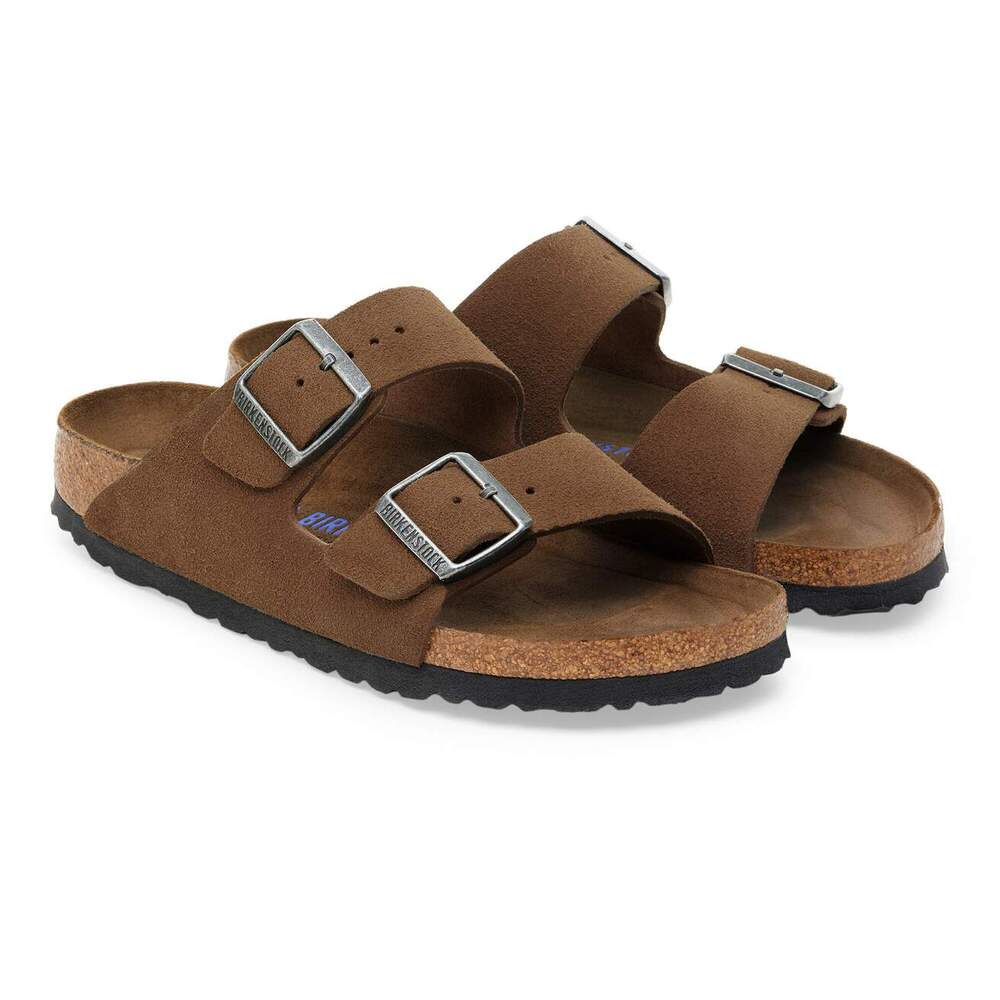 Birkenstock - Arizona lit de pied souple Suède Dark Tea Tonal