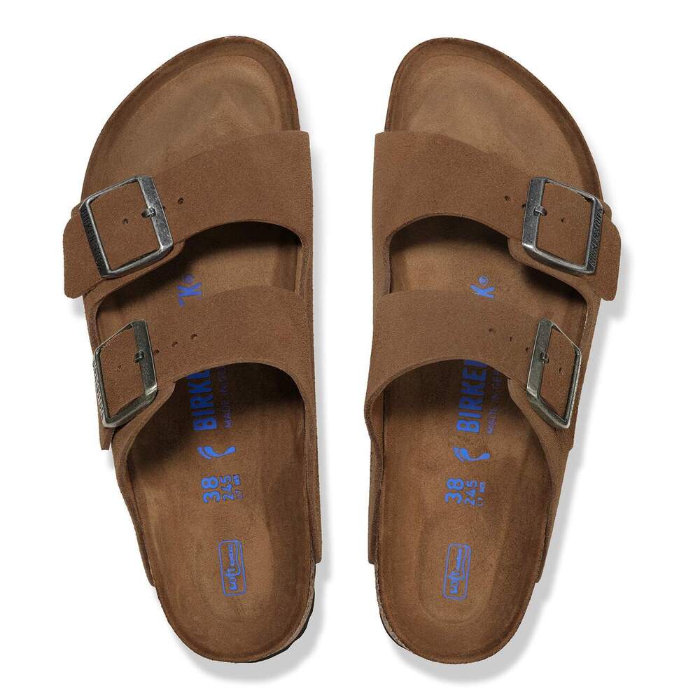 Birkenstock - Arizona lit de pied souple Suède Dark Tea Tonal