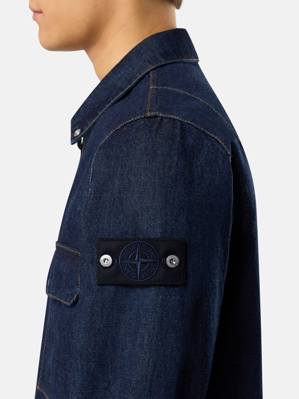 Stone Island - 1200002 Surchemise Coupe confort zippée Bleu Rincé