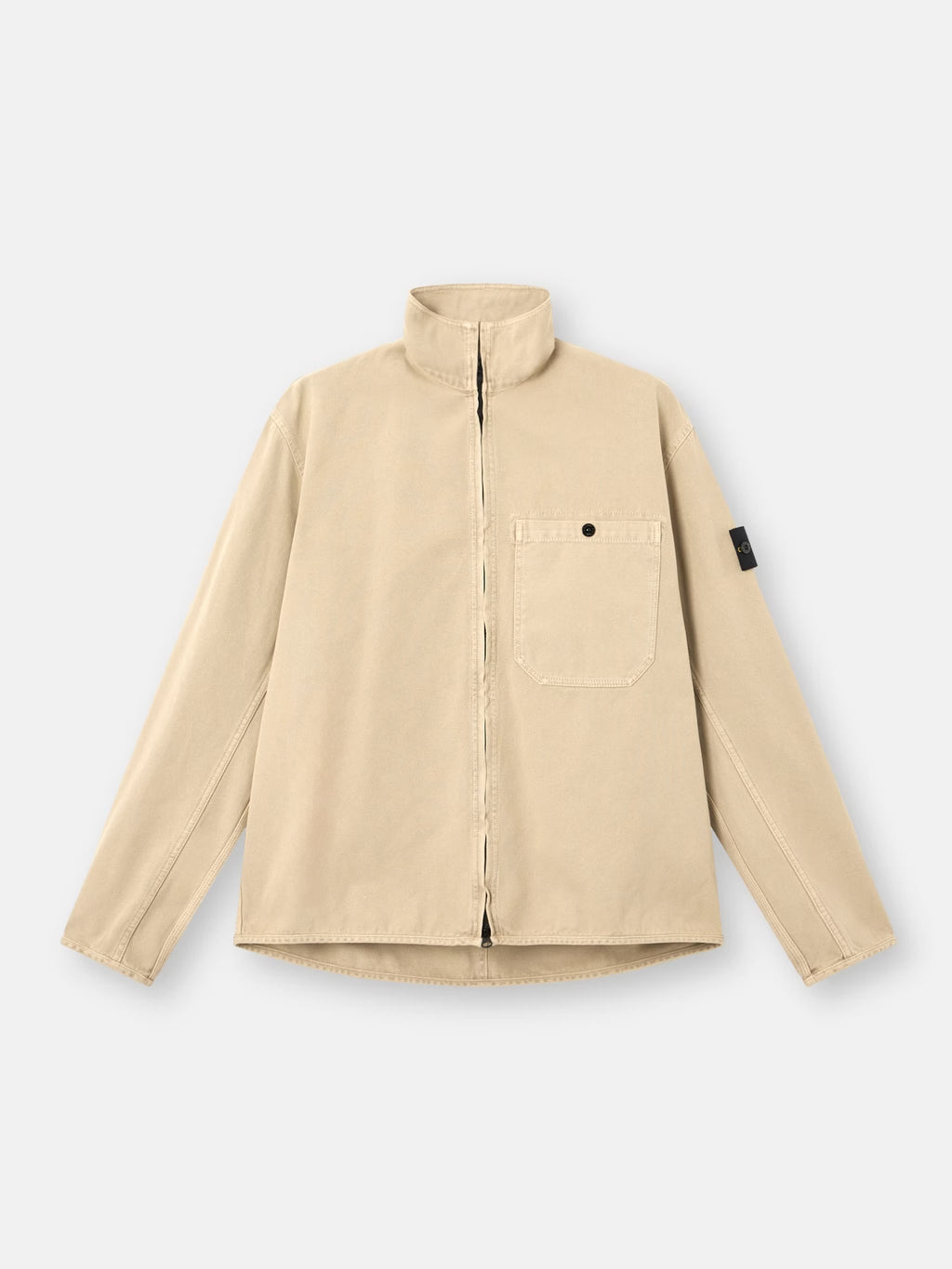 Stone Island - 1200014 Surchemise zipée Organic Panama coton old effect Désert