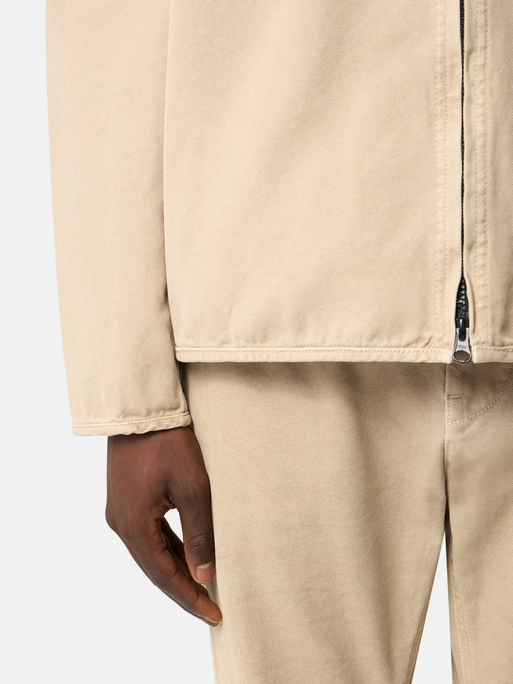 Stone Island - 1200014 Surchemise zipée Organic Panama coton old effect Désert