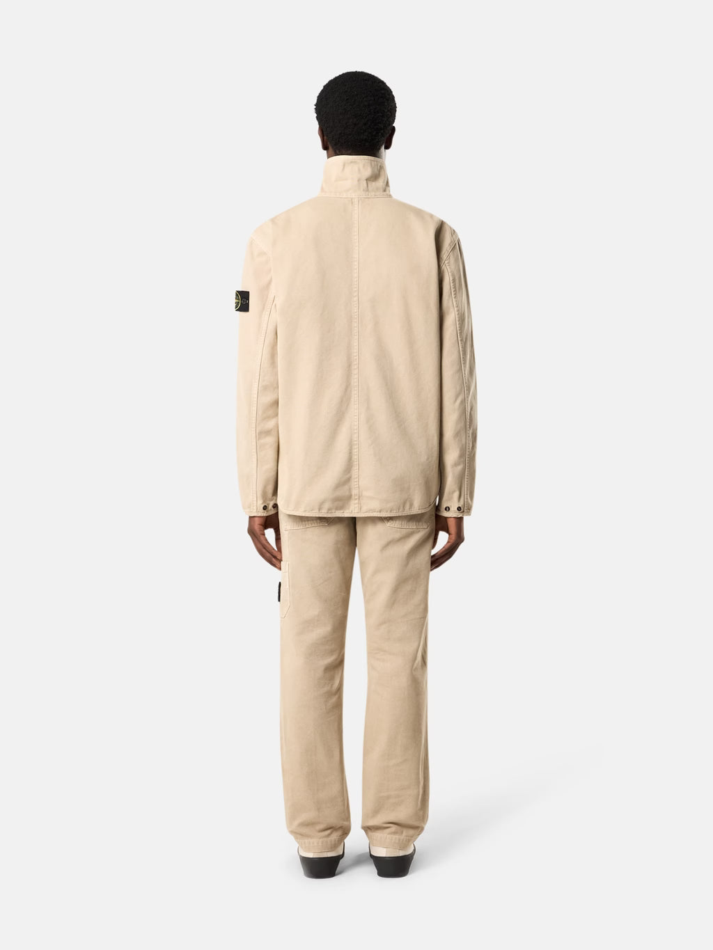 Stone Island - 1200014 Surchemise zipée Organic Panama coton old effect Désert