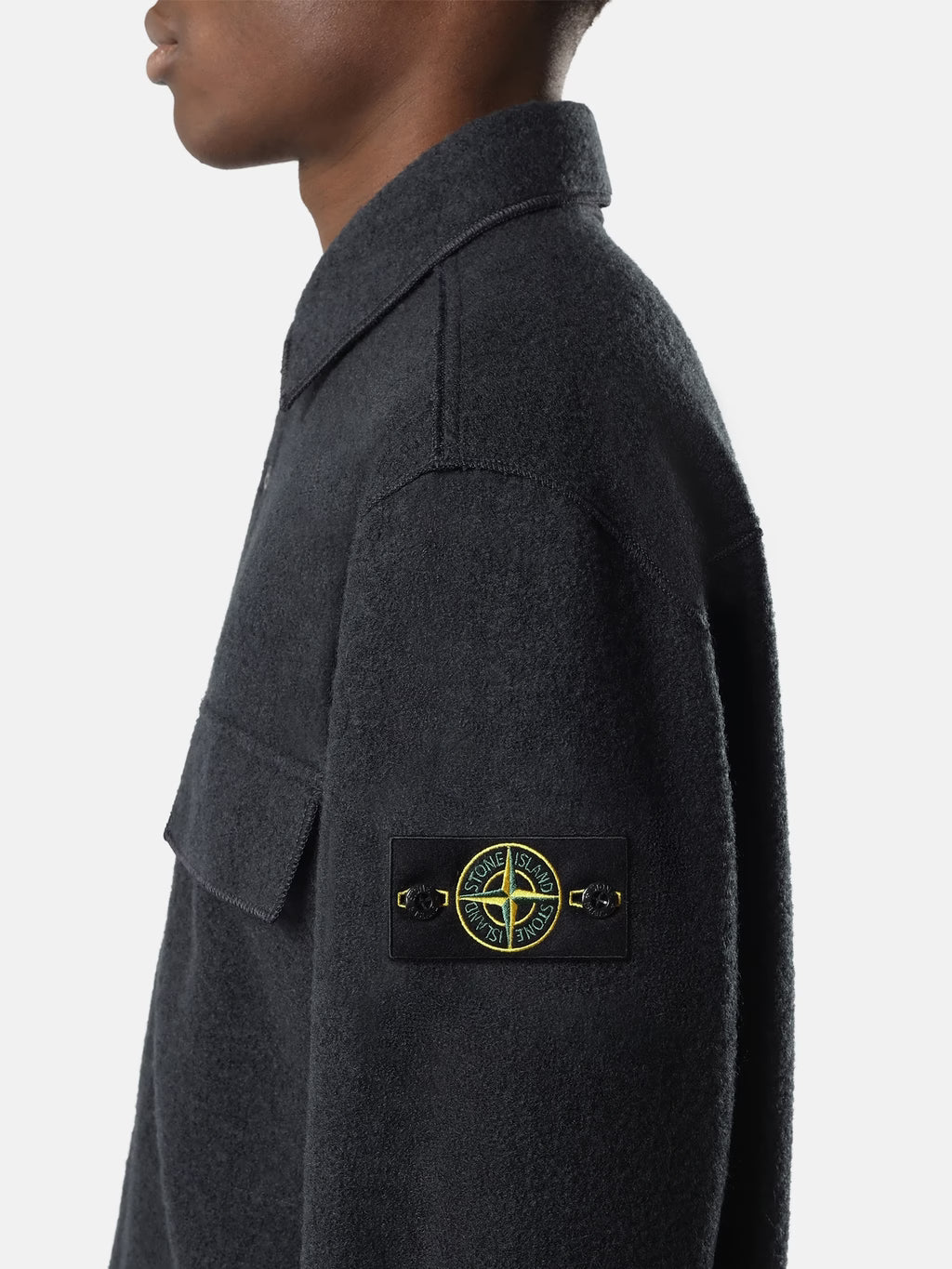 Stone Island - 1200034 Sur Chemise Laine Bleu marine