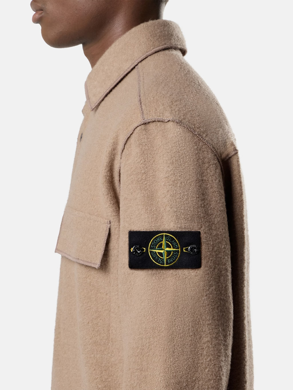 Stone Island - 1200034 Sur Chemise Laine Biscuit