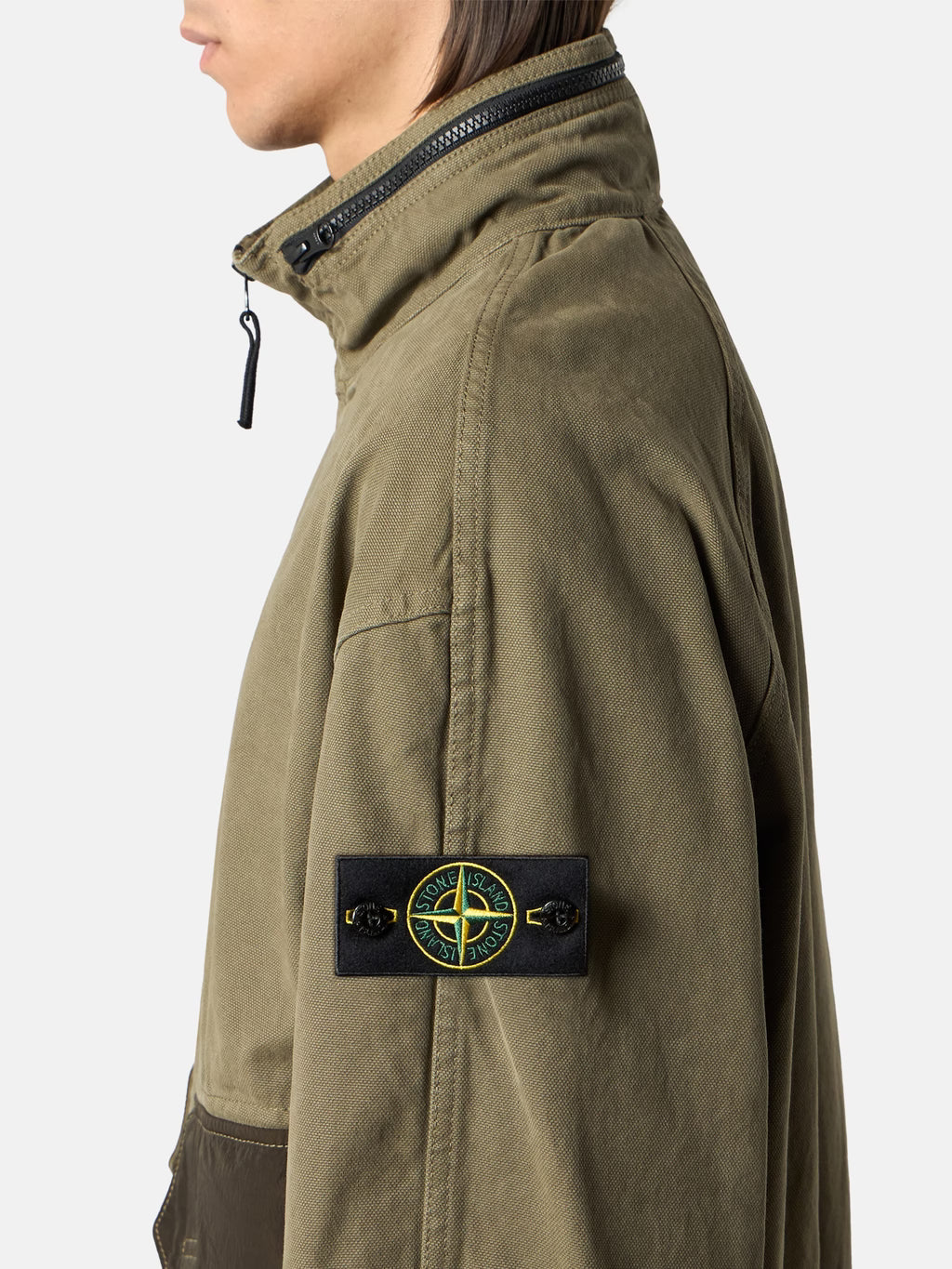 Stone Island - 1200039 Surchemise zippée organic panama Military Green