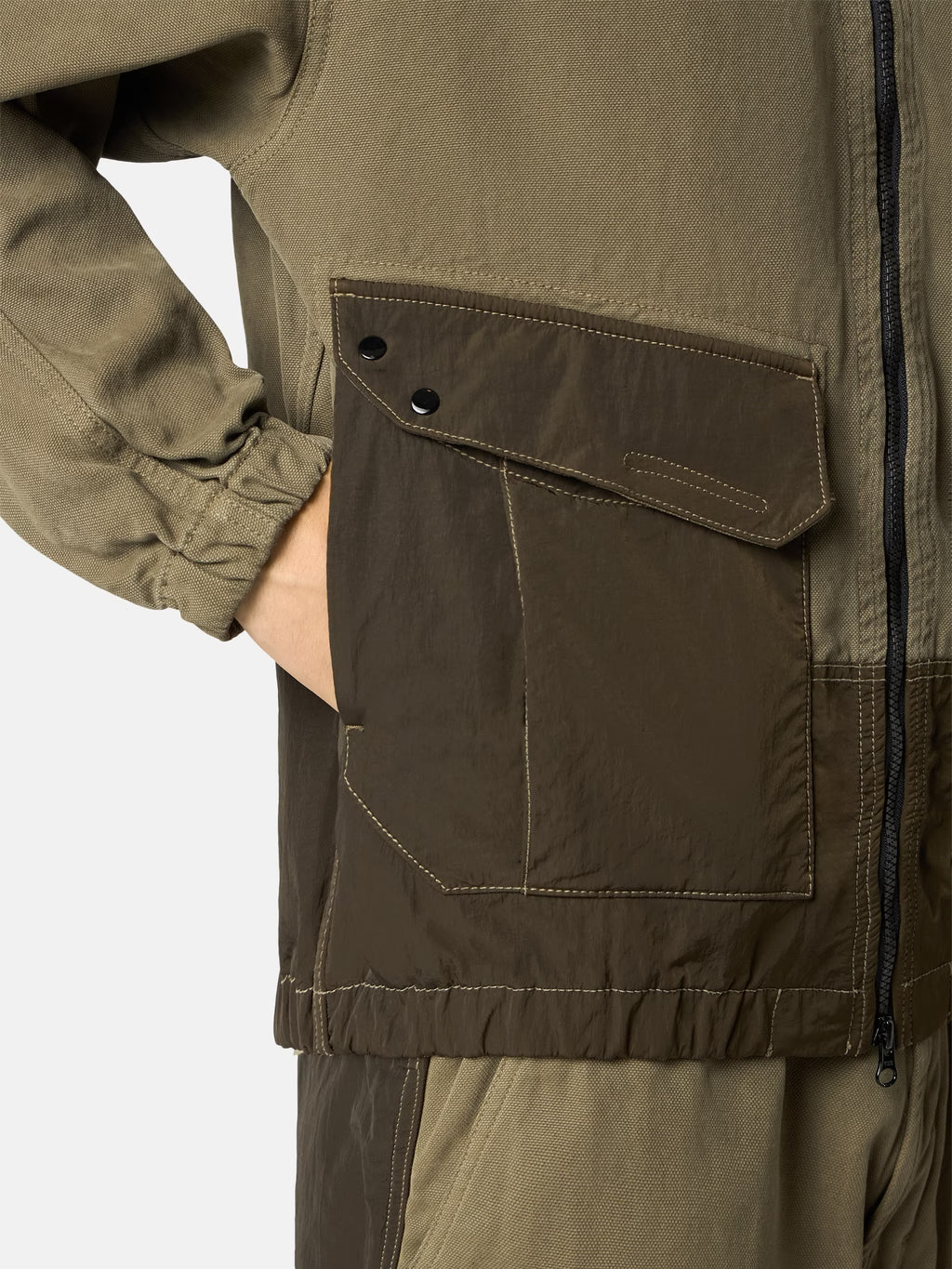 Stone Island - 1200039 Surchemise zippée organic panama Military Green