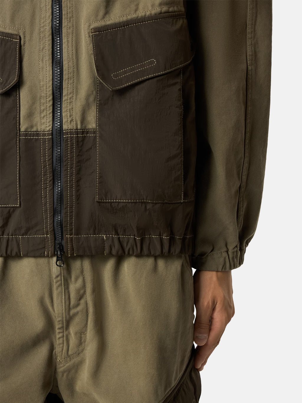 Stone Island - 1200039 Surchemise zippée organic panama Military Green