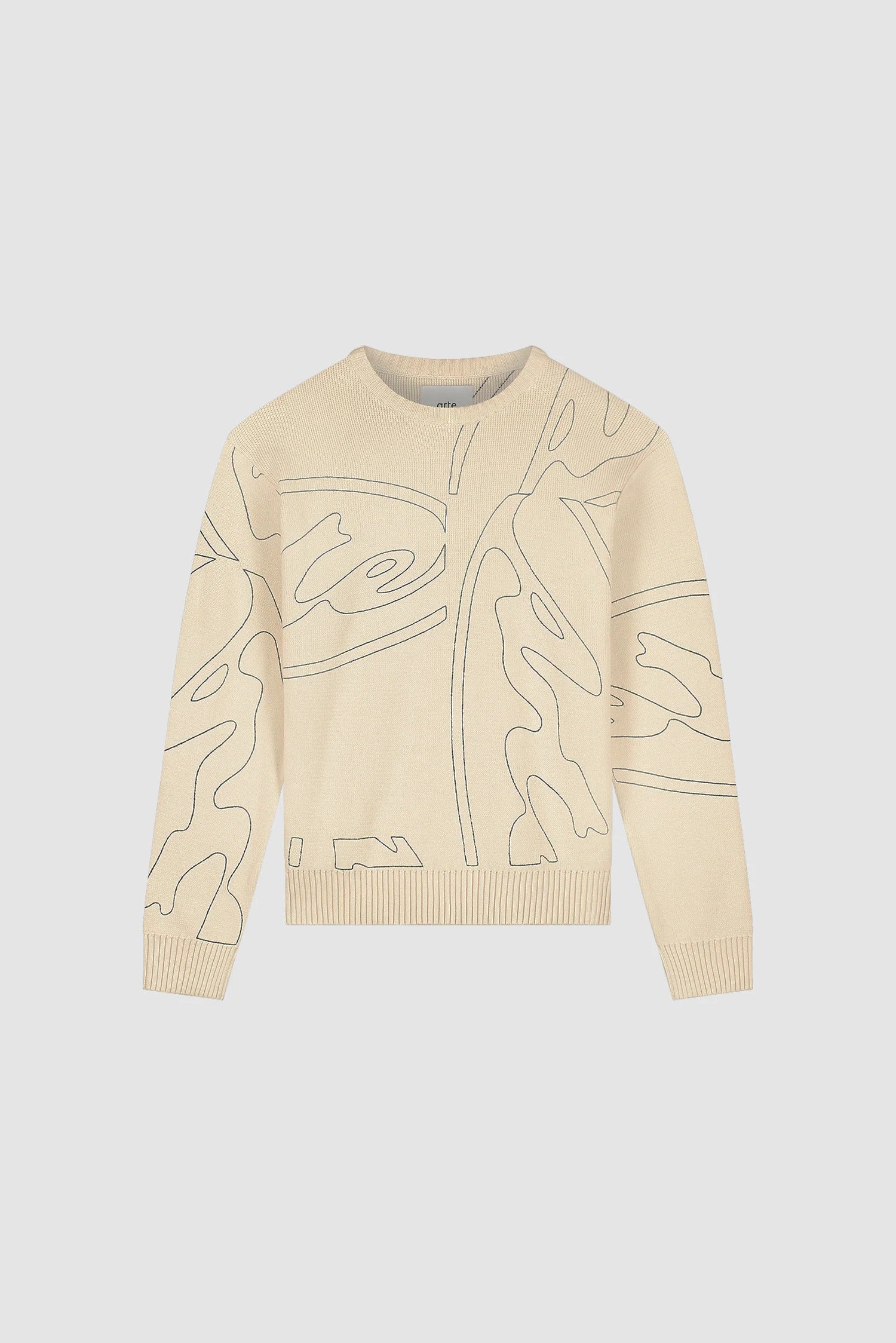 Arte - Pull en maille avec logo cercle Crème