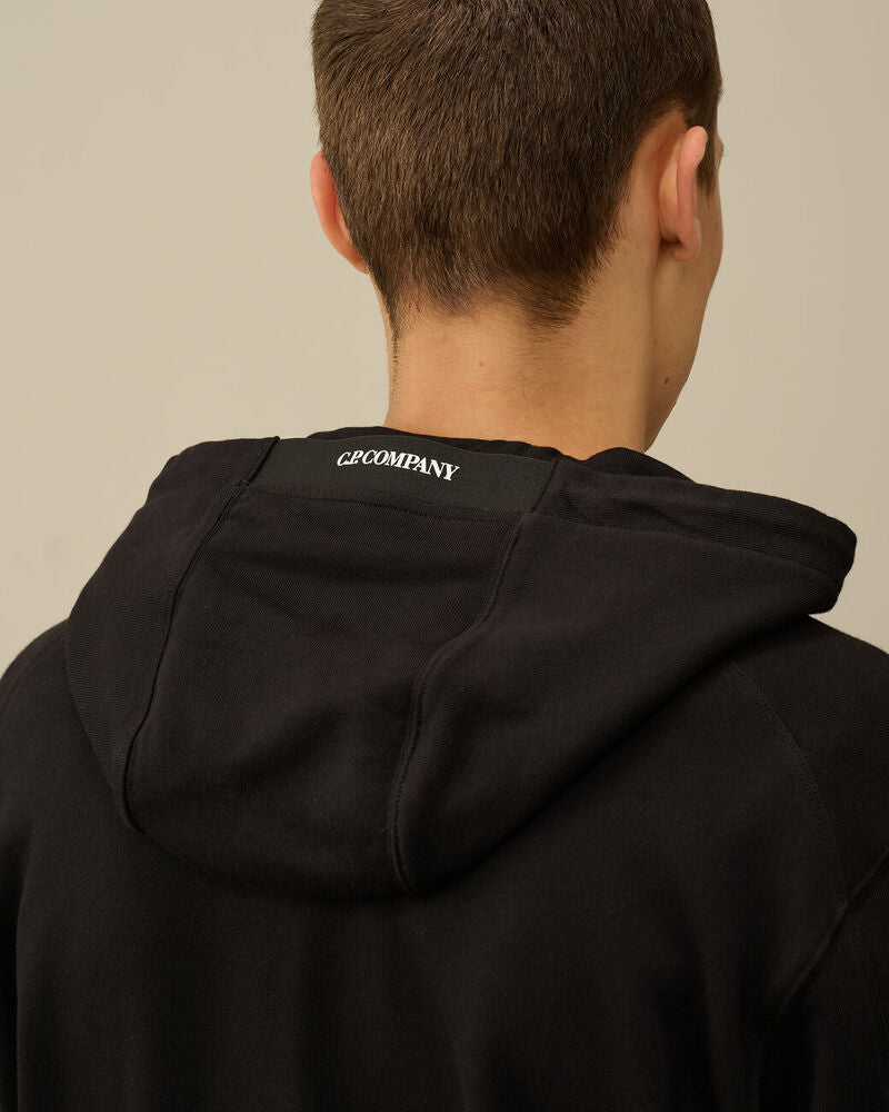 C.P. Company - Sweat Diagonal Raised fleece hooded black