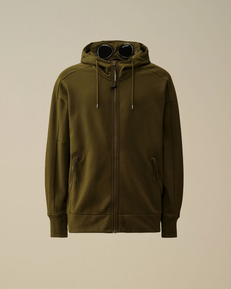 C.P. Company - Sweat Diagonal Raised fleece Goggle zipped hooded ivy green