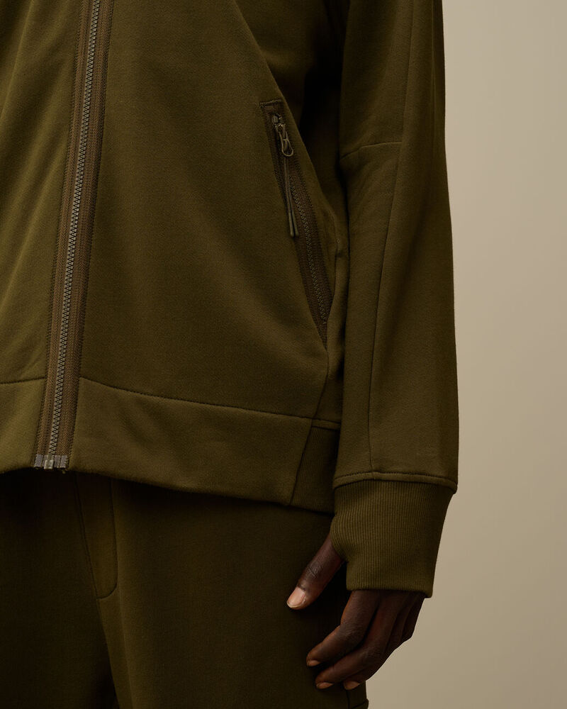 C.P. Company - Sweat Diagonal Raised fleece Goggle zipped hooded ivy green