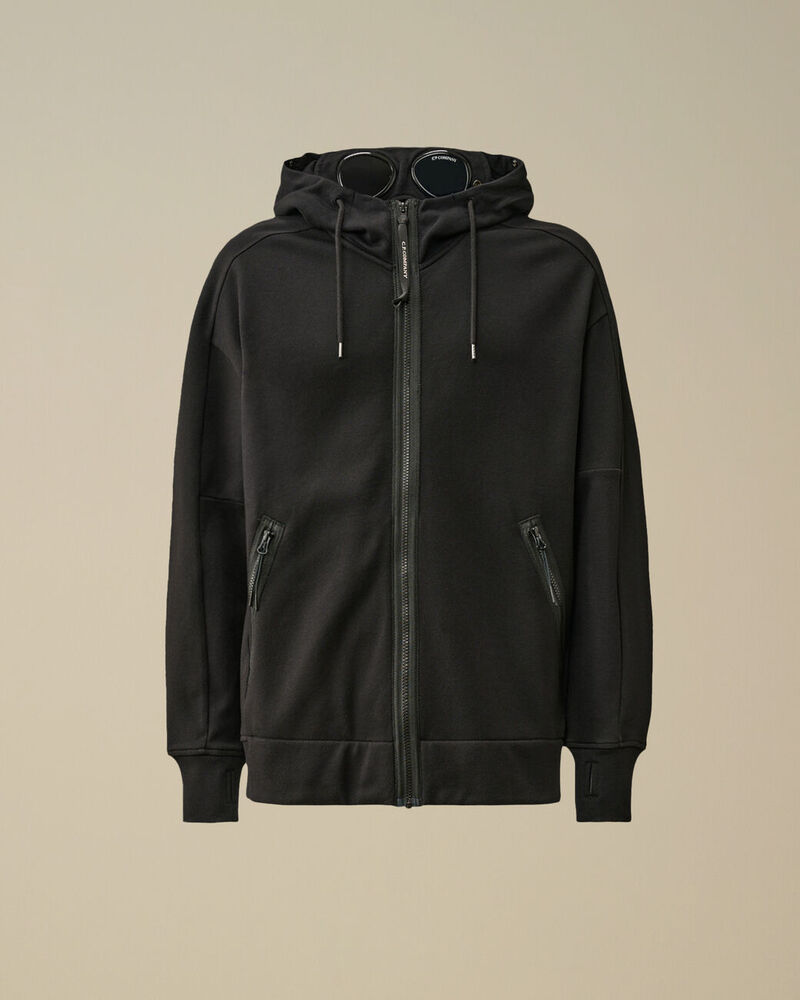 C.P. Company - Sweat Diagonal Raised fleece Goggle zipped hooded black