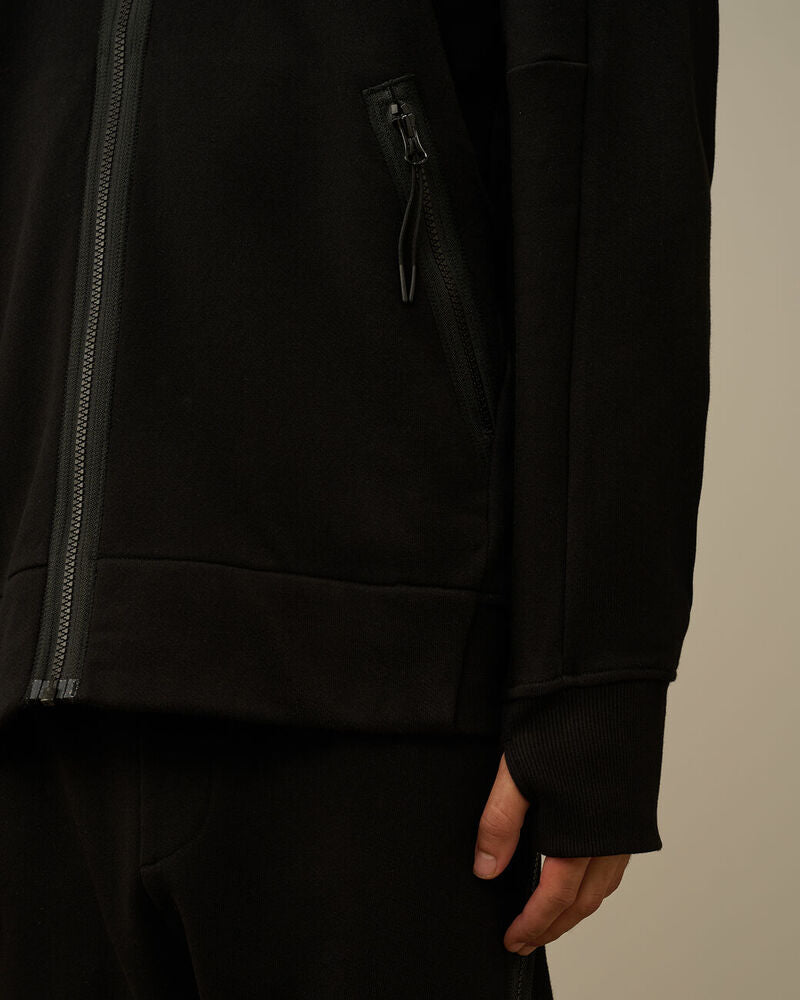 C.P. Company - Sweat Diagonal Raised fleece Goggle zipped hooded black