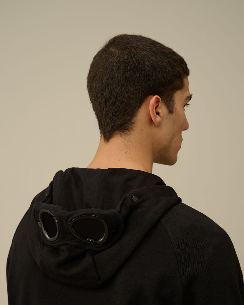 C.P. Company - Sweat Diagonal Raised fleece Goggle zipped hooded black