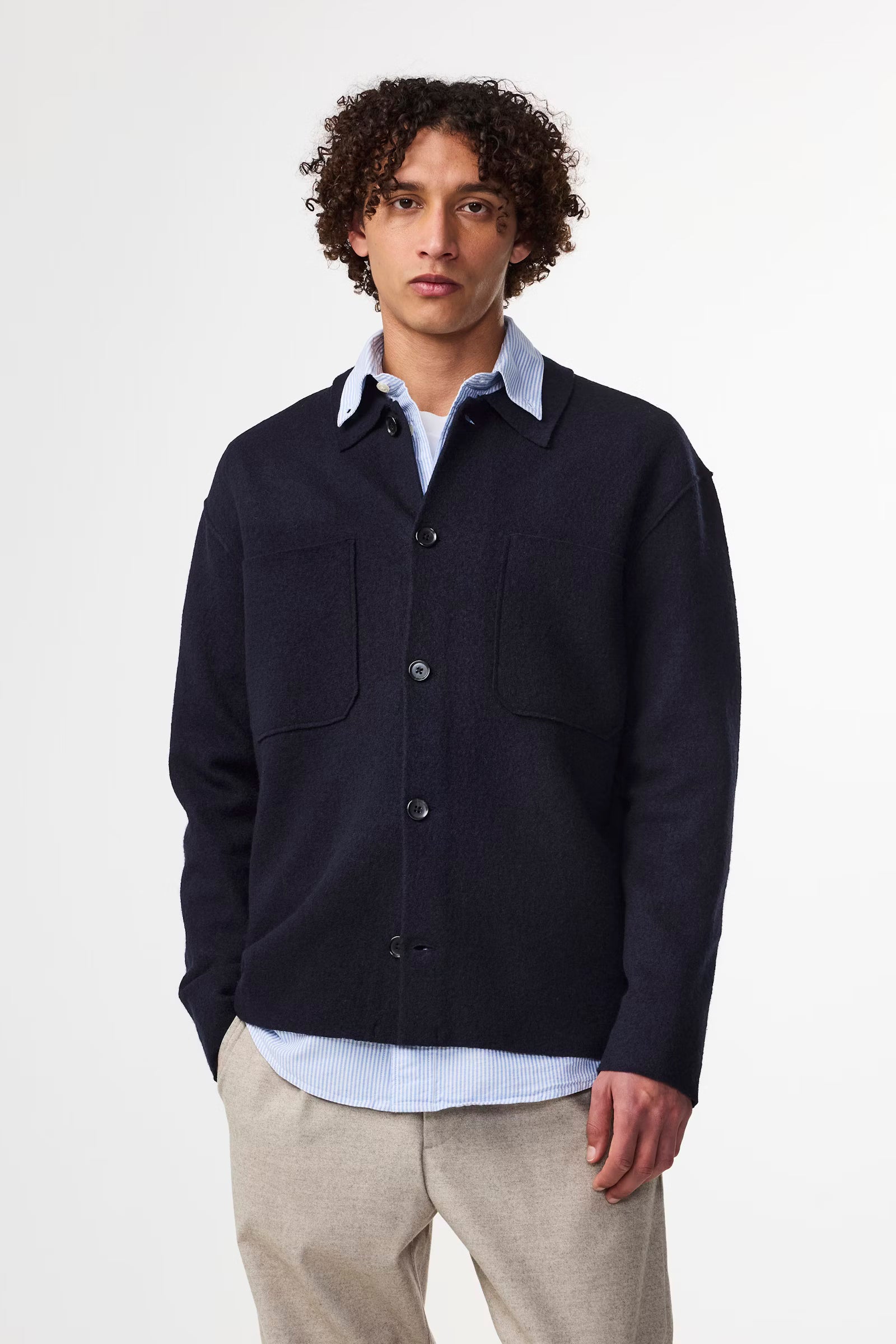 NN07 - Jonas 6398 Boiled Merino Wool Surchemise Navy Blue