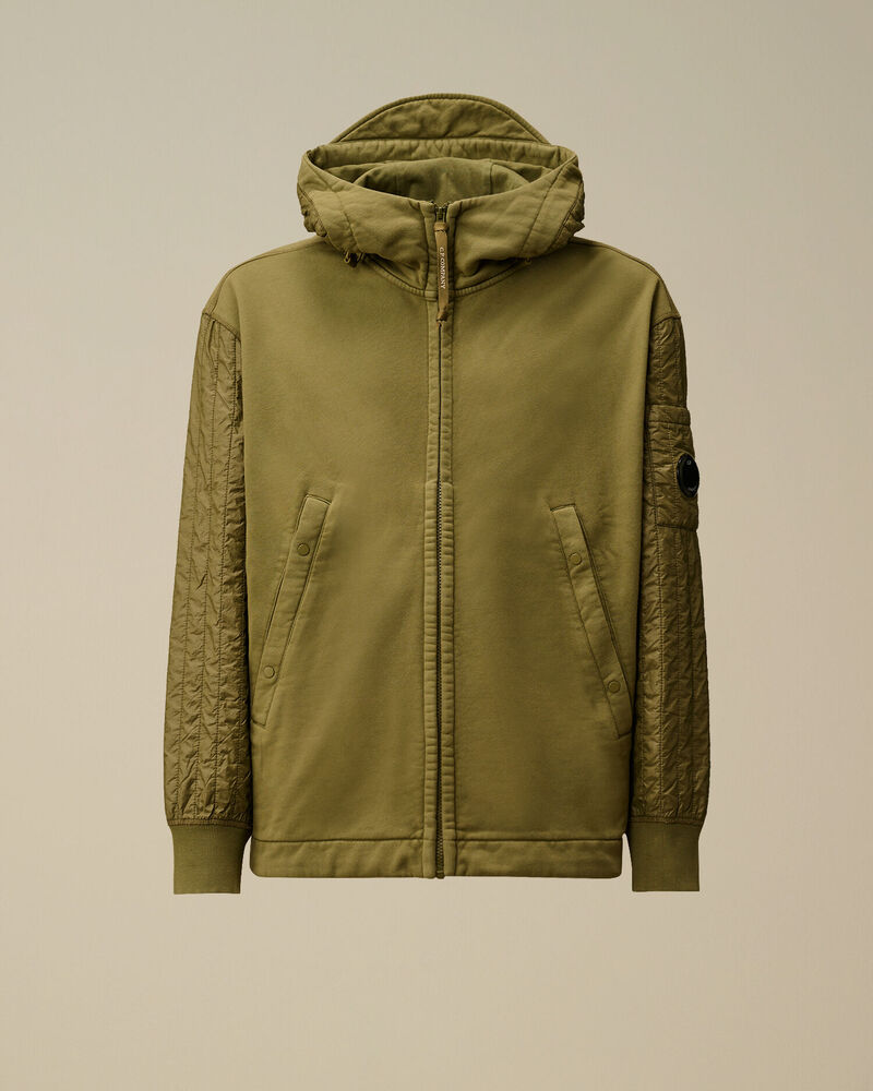 C.P. Company - Hooded Sweatshirt Diagonal Raised Fleexe Mixed Elmwood Green