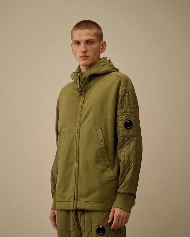 C.P. Company - Hooded Sweatshirt Diagonal Raised Fleexe Mixed Elmwood Green