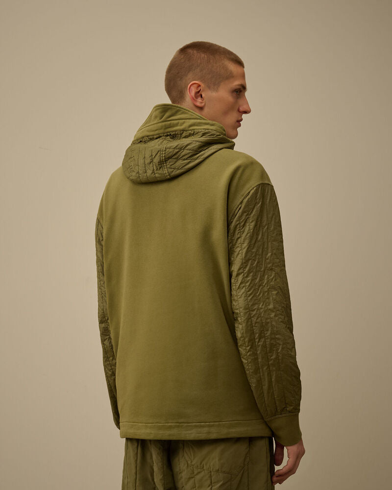 C.P. Company - Hooded Sweatshirt Diagonal Raised Fleexe Mixed Elmwood Green