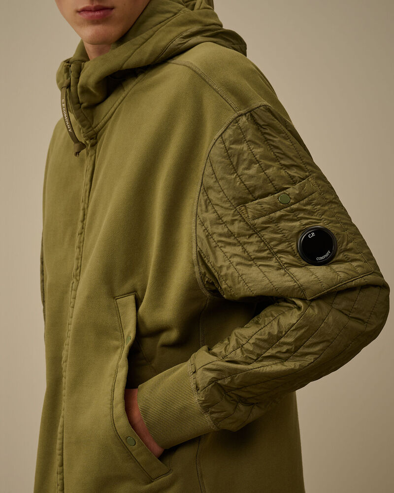 C.P. Company - Hooded Sweatshirt Diagonal Raised Fleexe Mixed Elmwood Green