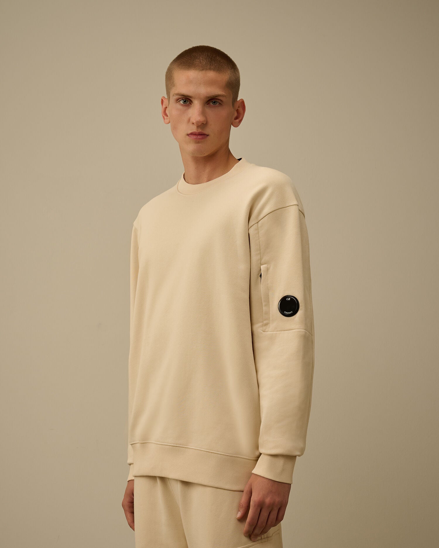 C.P. Company - Sweat Diagonal Raised Fleece Crewneck Pistachio Shell