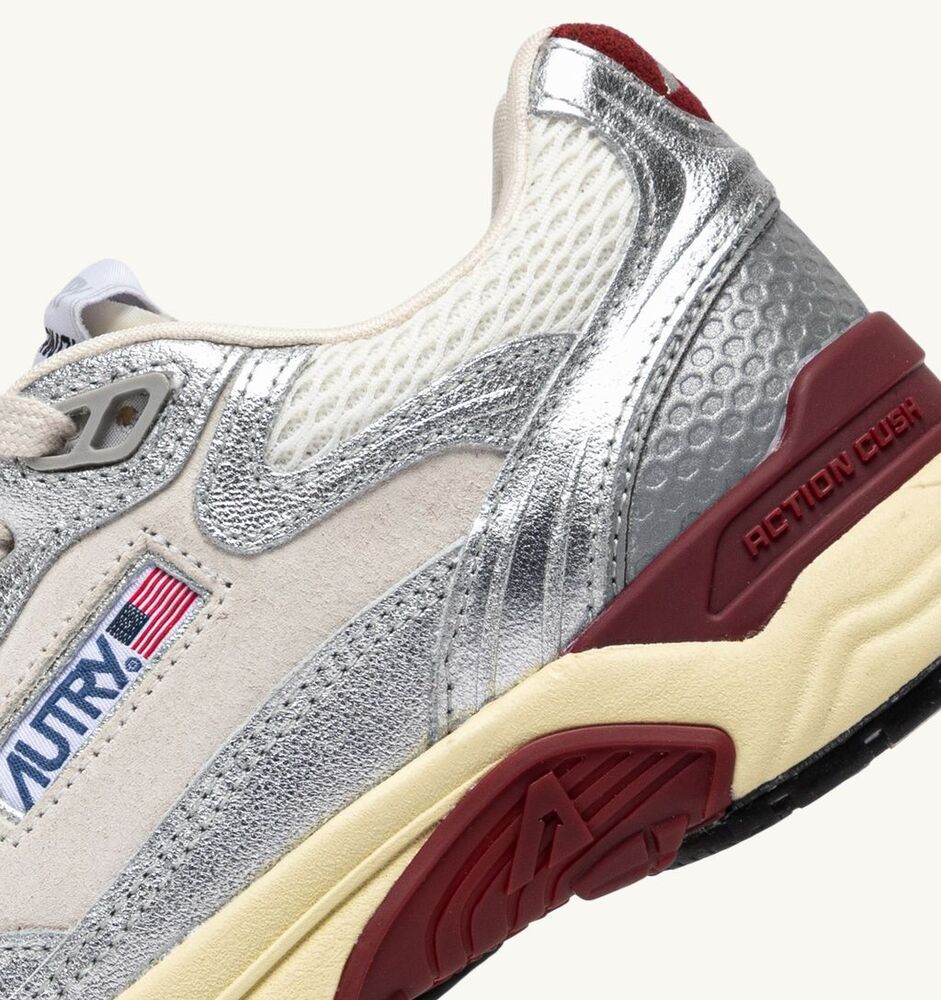 AUTRY - Basket Hyperway Mesh et Cuir laminé Blanc et Argent