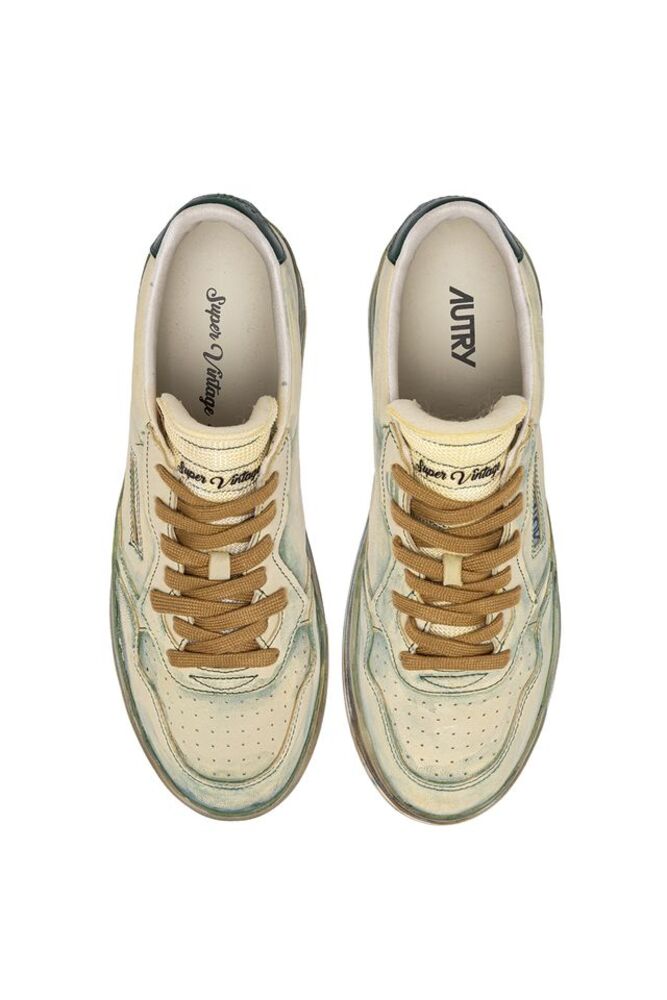 AUTRY - Basket Medalist Super Vintage en Cuir Wood Ash et Greener Pastures