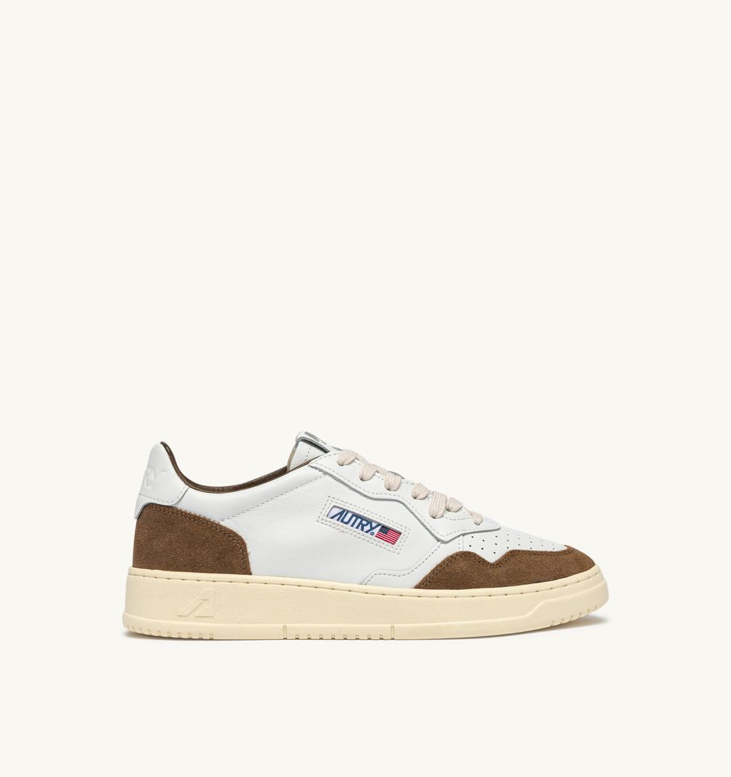 AUTRY - Basket Medalist Low Soft Leather/Suede White/Tabac