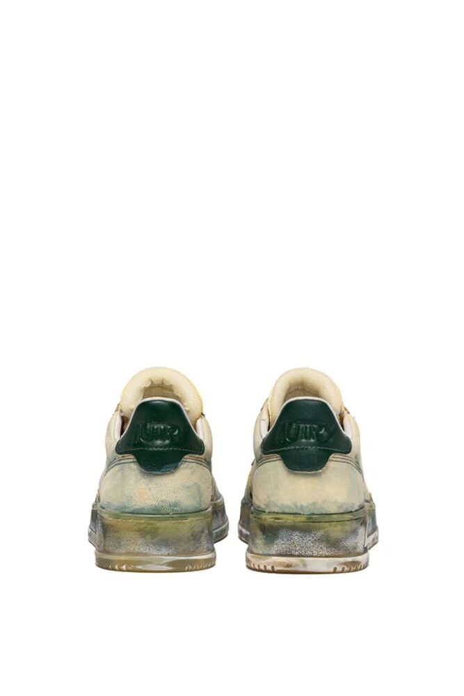 AUTRY - Basket Medalist Super Vintage en Cuir Wood Ash et Greener Pastures