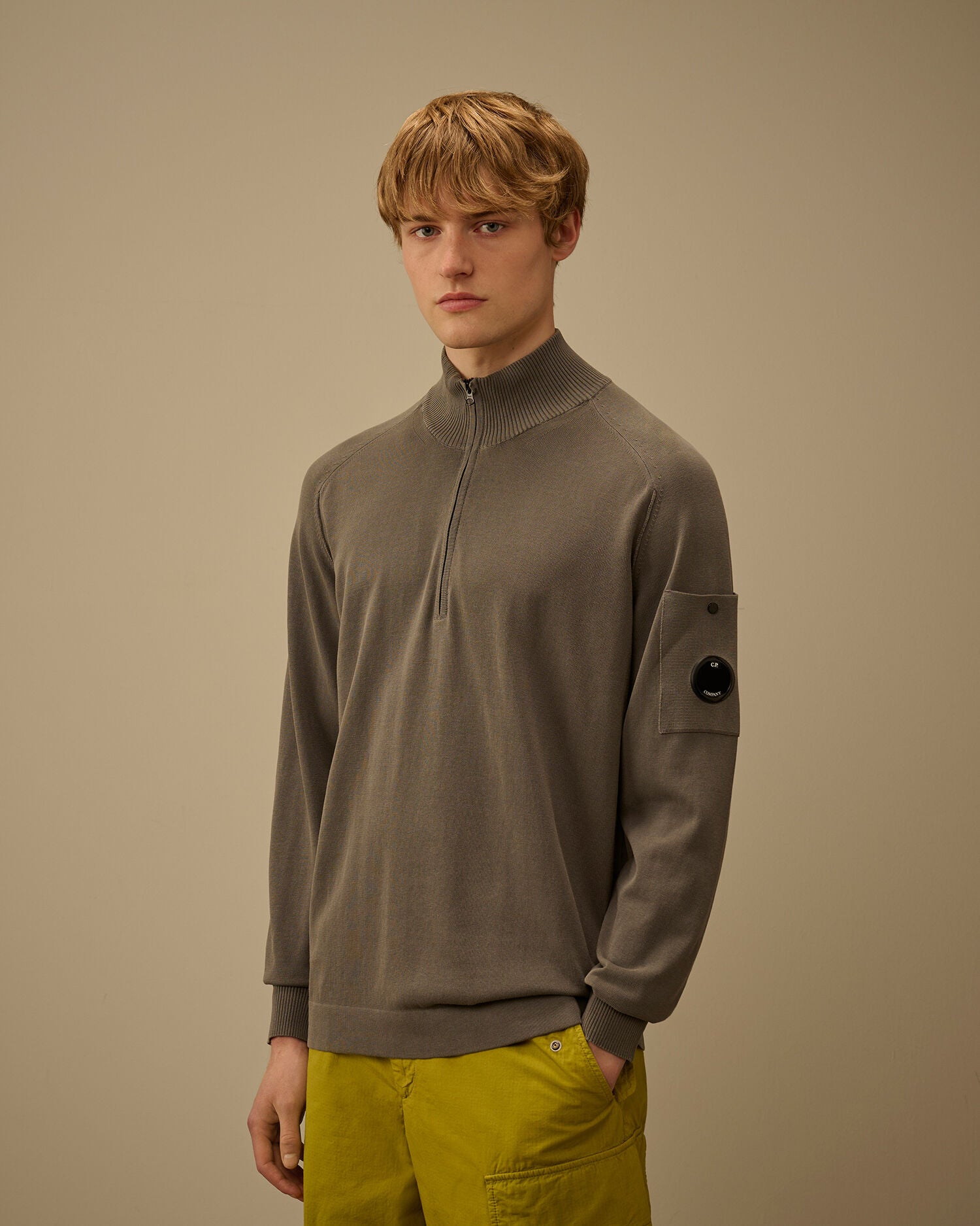 C.P. Company - Pull Half Zip Cotton crepe Gun Metal