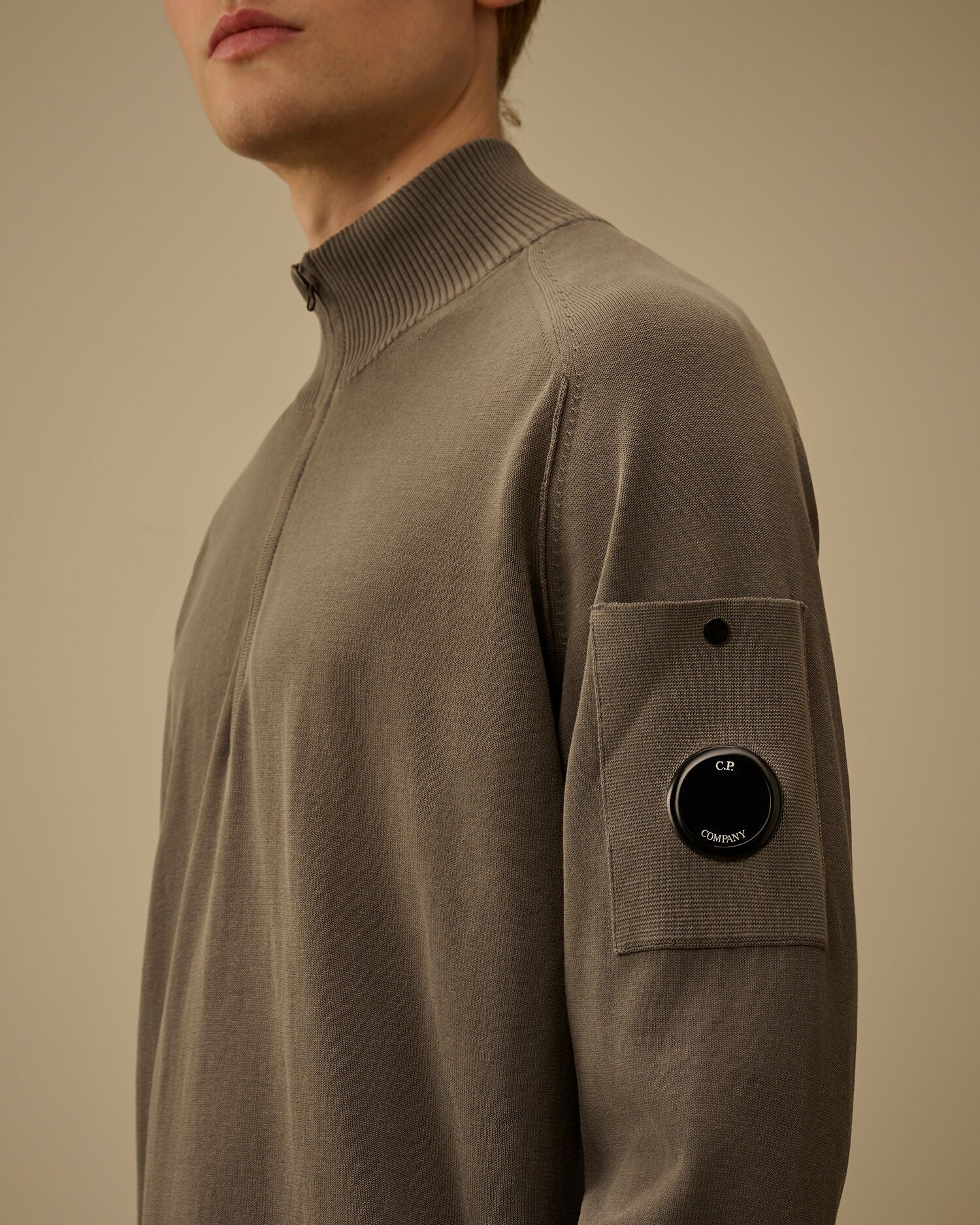 C.P. Company - Pull Half Zip Cotton crepe Gun Metal