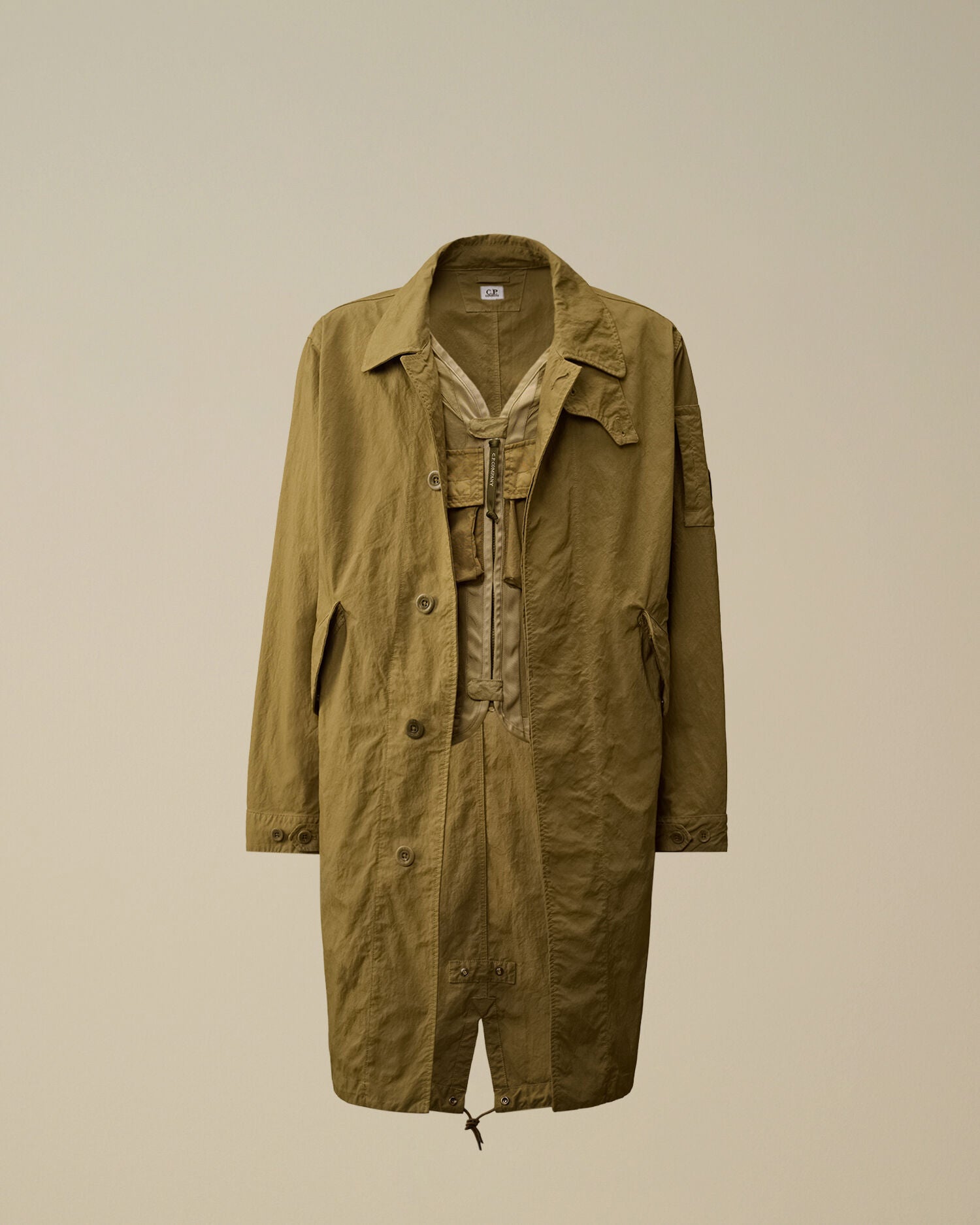 C.P. Company - Imper Twill Fishtail Lens Car Coat Dried Herb - green