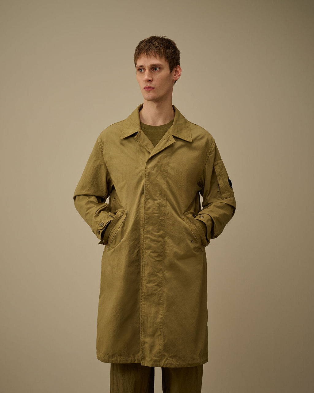 C.P. Company - Imper Twill Fishtail Lens Car Coat Dried Herb - green