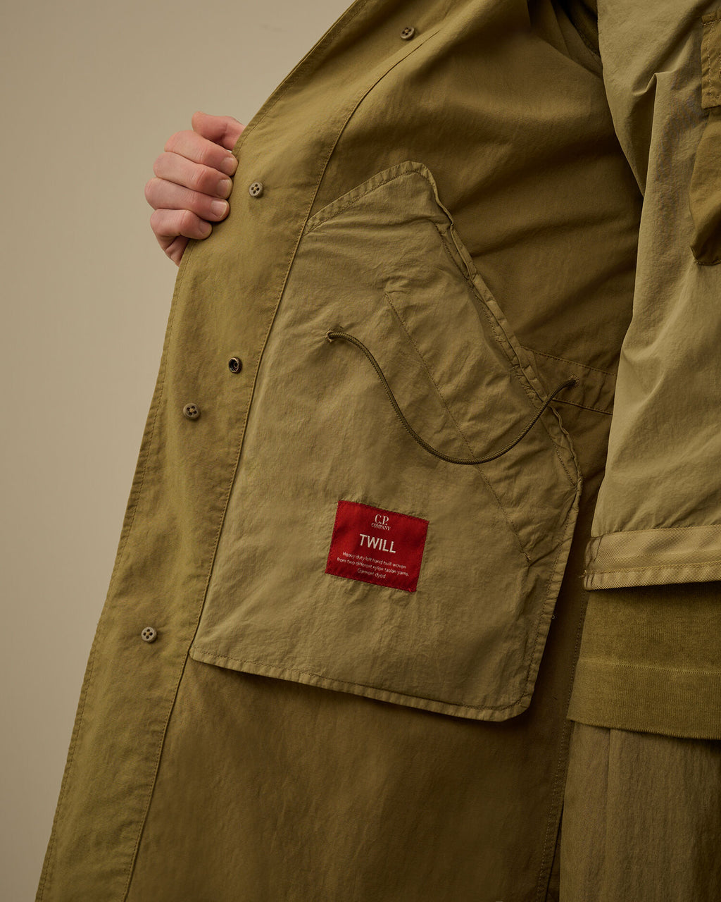 C.P. Company - Imper Twill Fishtail Lens Car Coat Dried Herb - green