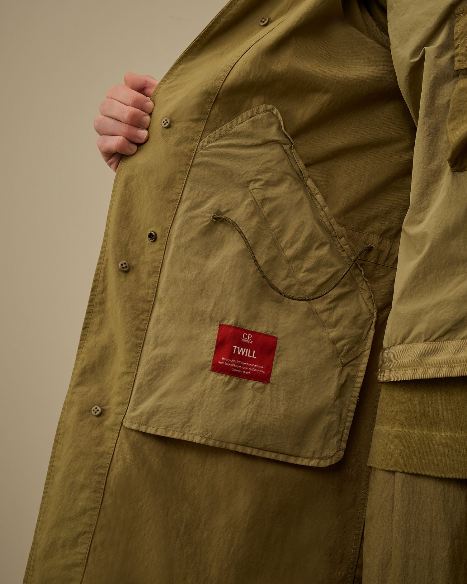 C.P. Company - Imper Twill Fishtail Lens Car Coat Dried Herb - green