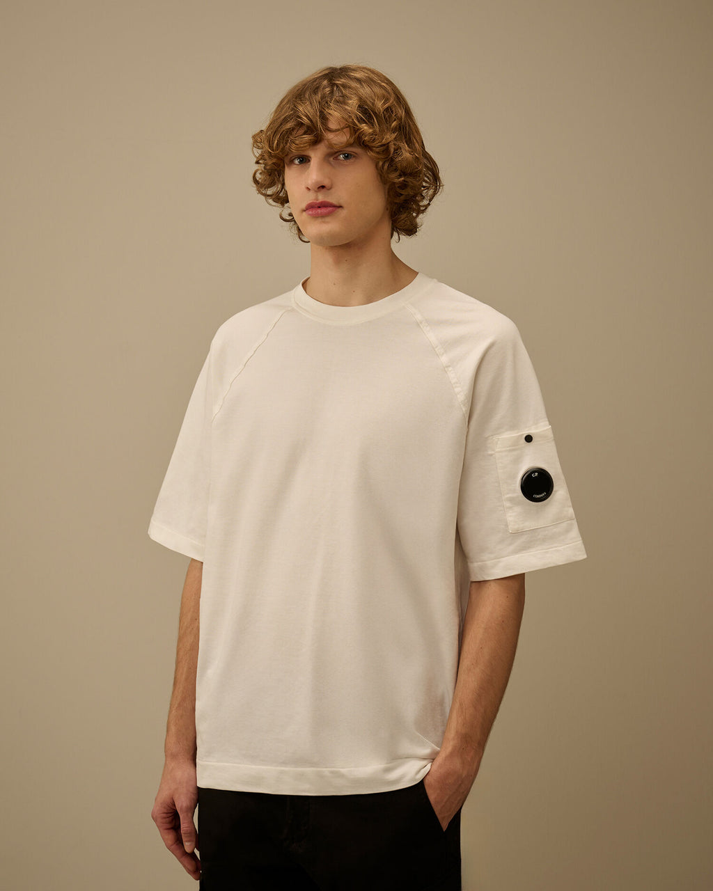 C.P. Company - T-shirt Light Fleece Short Sleeve Sweatshirt Gauze White