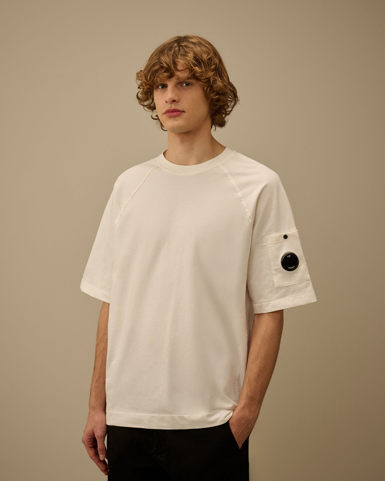 C.P. Company - T-shirt Light Fleece Short Sleeve Sweatshirt Gauze White