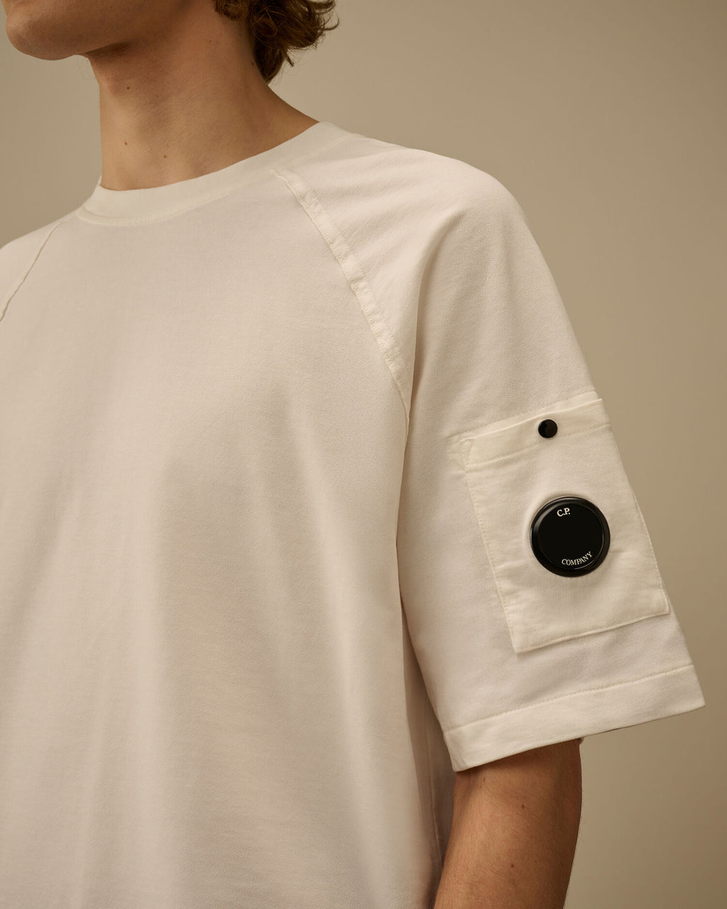 C.P. Company - T-shirt Light Fleece Short Sleeve Sweatshirt Gauze White