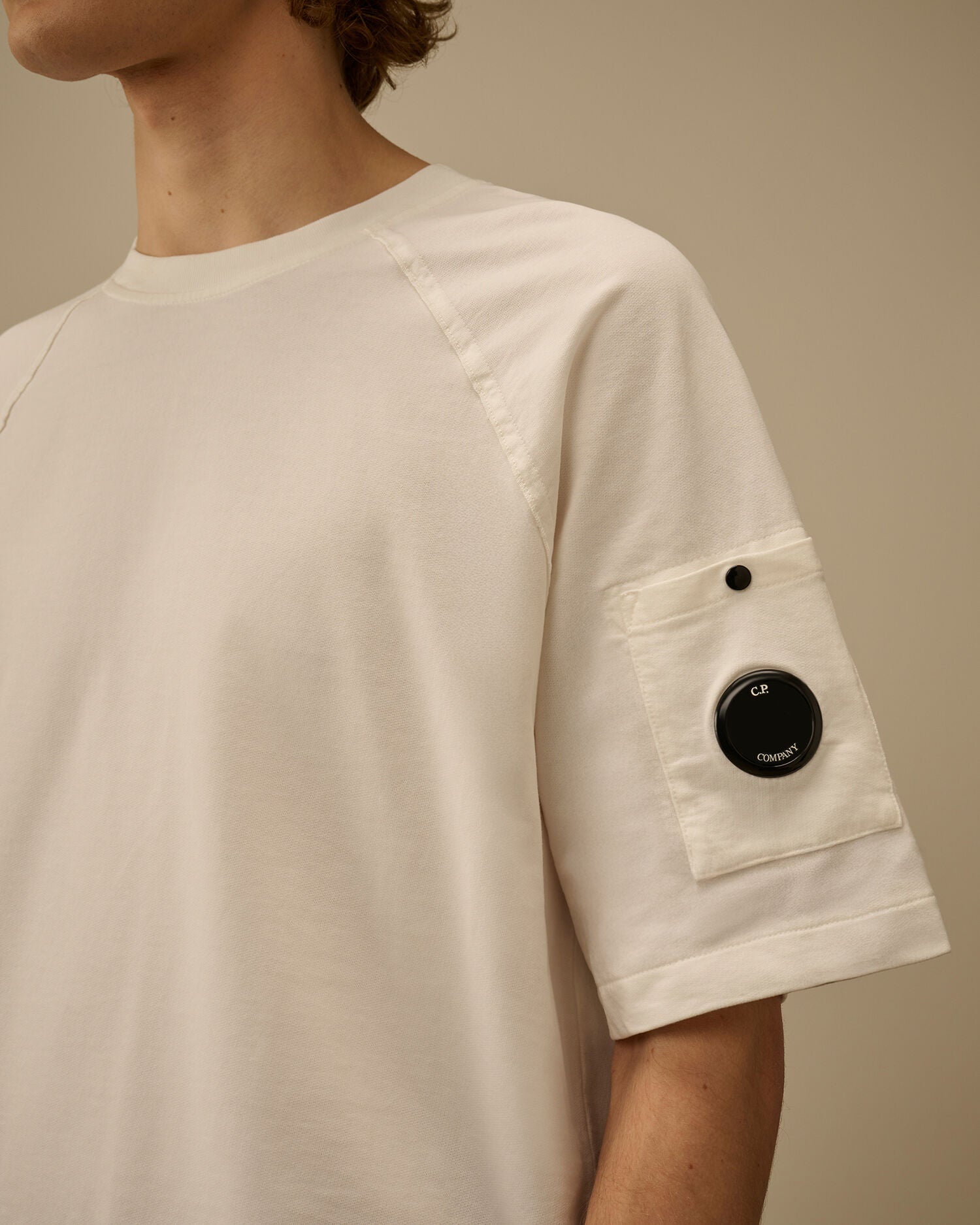 C.P. Company - T-shirt Light Fleece Short Sleeve Sweatshirt Gauze White