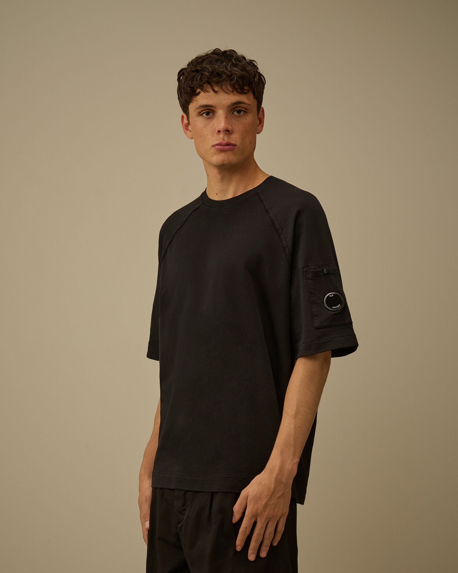 C.P. Company - T-shirt Light Fleece Short Sleeve Sweatshirt Black