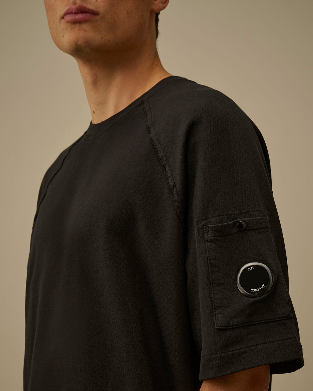C.P. Company - T-shirt Light Fleece Short Sleeve Sweatshirt Black